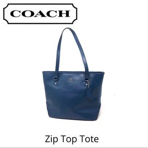 Coach Leather Zip Top Tote EUC